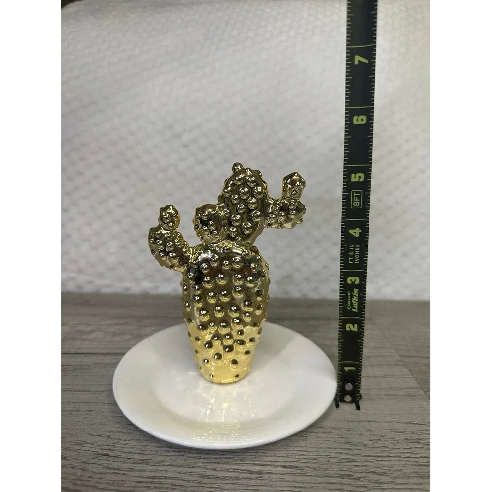 Gold Color‎ Small Cactus Ring/ Trinket Dish Jewelry Holder Home Decor